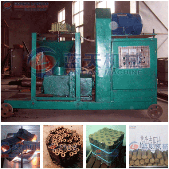 Wood charcoal briquette machine