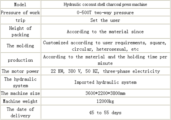 Hydraulic coconut shell charcoal press machine