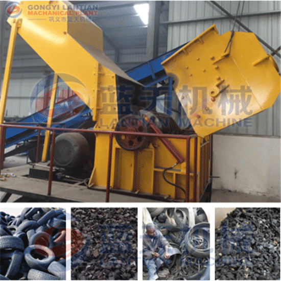 Waste tire crusher